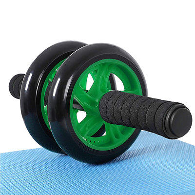 Decopatent AB Roller Groen - Trainingswiel voor buikspieren – Buikspiertrainer / buikspierwiel / buikspier roller / Ab Wheel - Luxe uitvoering met Mat, foam handvatten en stabiel buikspier wiel om buikspieren te trainen - Decopatent®