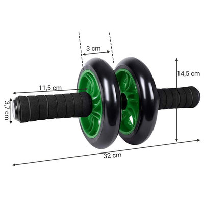 Decopatent AB Roller Groen - Trainingswiel voor buikspieren – Buikspiertrainer / buikspierwiel / buikspier roller / Ab Wheel - Luxe uitvoering met Mat, foam handvatten en stabiel buikspier wiel om buikspieren te trainen - Decopatent®