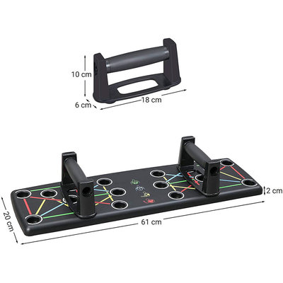 Decopatent Push up bord met push up bars - Stevig opdrukbord - 14-in-1 thuis fitness - Borstspiertrainer / rugspiertrainer / armspieren (triceps) schouderspieren trainen met push ups - Luxe push up board met kleuren - Eenvoudig trainen 61x20x2 Cm - Decopatent®