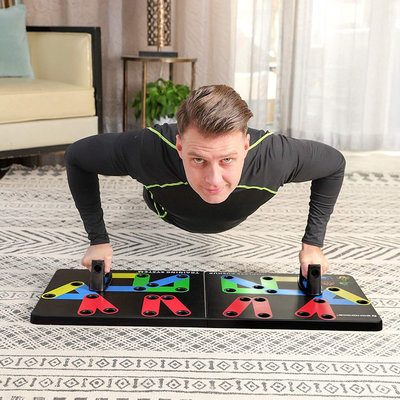 Decopatent PRO XL Push up bord met push up bars - XL Stevig opdrukbord - 14-in-1 thuis fitness - Borstspiertrainer / rugspiertrainer / armspieren (triceps) / schouderspieren trainen met push ups - Luxe push up board met kleuren - Eenvoudig trainen - Decopatent®