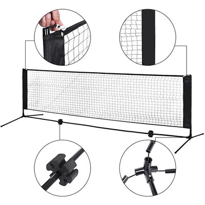 Decopatent Badminton net / Tennis net in hoogte verstelbaar - 3 meter breed & max 155 cm hoog - Set bestaat uit sportnet, stevig frame en opbergtas - Badmintonnet / Tennisnet voor tuin, camping, speelplaats , vakantie - Easy en eenvoudig meenemen - Decopatent®