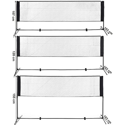 Decopatent Badminton net / Tennis net in hoogte verstelbaar - 3 meter breed & max 155 cm hoog - Set bestaat uit sportnet, stevig frame en opbergtas - Badmintonnet / Tennisnet voor tuin, camping, speelplaats , vakantie - Easy en eenvoudig meenemen - Decopatent®