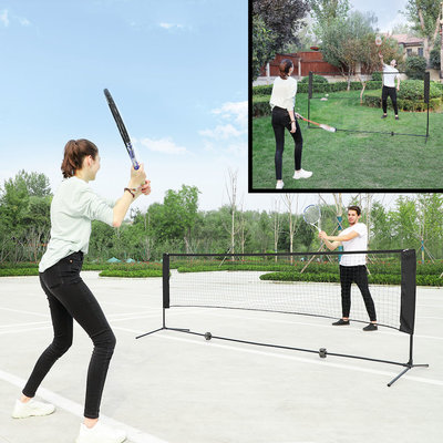 Decopatent Badminton net / Tennis net in hoogte verstelbaar - 3 meter breed & max 155 cm hoog - Set bestaat uit sportnet, stevig frame en opbergtas - Badmintonnet / Tennisnet voor tuin, camping, speelplaats , vakantie - Easy en eenvoudig meenemen - Decopatent®