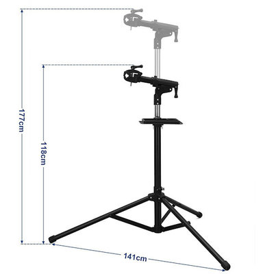 Decopatent PRO DELUXE Montagestandaard fiets - Professionele uitvoering - Extra Luxe - 360° draaibaar, hoogte verstelbaar, met grote gereedschapsbak en stuurhouder - Fietsreparatiestandaard - O.a voor racefiets, MTB fietsen standaard - Decopatent®