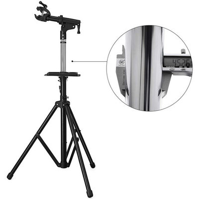 Decopatent PRO DELUXE Montagestandaard fiets - Professionele uitvoering - Extra Luxe - 360° draaibaar, hoogte verstelbaar, met grote gereedschapsbak en stuurhouder - Fietsreparatiestandaard - O.a voor racefiets, MTB fietsen standaard - Decopatent®