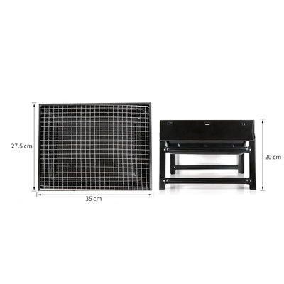 Decopatent Portable Houtskool BBQ / Barbecue inklapbaar - Houtskool Bbq - Houtskool barbecue - Houtskoolbarbecue met grill rooster - Inklapbare houtskool Reis barbecue voor Camping / Op tafel /Strand / Festival / In het park - Afm 35x27.5x20 Cm - Zwart - Decopatent®