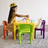 Decopatent Kindertafel met stoeltjes van kunststof - 1 tafel en 4 stoelen voor kinderen - Multi Color Gekleurde Tafel & Stoelen - Kleurtafel / speeltafel / knutseltafel / tekentafel / zitgroep set - Kindertafel en stoeltjes - Decopatent®