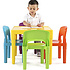 Decopatent Kindertafel met stoeltjes van kunststof - 1 tafel en 4 stoelen voor kinderen - Multi Color Gekleurde Tafel & Stoelen - Kleurtafel / speeltafel / knutseltafel / tekentafel / zitgroep set - Kindertafel en stoeltjes - Decopatent®