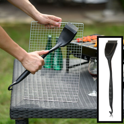 Decopatent 2-in-1 PRO BBQ Borstel met Schraper en Handvat voor reininging van Barbecue of Grill - Bbq Schoonmaakborstel - Bbq reinigen - Barbecueborstels - Barbecue Staalborstel staal / Rvs - bbq schoonmaken / Reinigen met Borstels met Schraper - Decopatent®