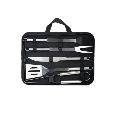 Decopatent BBQ Gereedschap SET 6 Delig in Draagtas - Barbecue Gereedschapset - Barbecue Accessoires Gereedschap - BBQ grill Set in draag tas - Barbeque gereedschapset in Tas koffer - Tang Spatel Vlees Mes Grijptang Vleesvork Insmeerborstel - Decopatent®