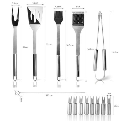 Decopatent BBQ Gereedschap SET 22 Delig in Draagtas - Barbecue Gereedschapset - Barbecue Accessoires Gereedschap - BBQ grill Set in draag tas - Barbeque gereedschapset in Tas koffer - Tang Spatel Grijptang Mes Vleesvork Insmeerborstel Spies Prikkers - Decopatent®