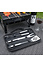 Decopatent BBQ Gereedschap SET 4 Delig in Draagtas - Barbecue Gereedschapset - Barbecue Accessoires Gereedschap - BBQ grill Set in draag tas - Barbeque gereedschapset in Tas koffer - Tang - Spatel - Vleesvork - Barbecuegerief - Decopatent®