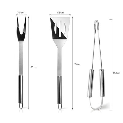 Decopatent BBQ Gereedschap SET 4 Delig in Draagtas - Barbecue Gereedschapset - Barbecue Accessoires Gereedschap - BBQ grill Set in draag tas - Barbeque gereedschapset in Tas koffer - Tang - Spatel - Vleesvork - Barbecuegerief - Decopatent®