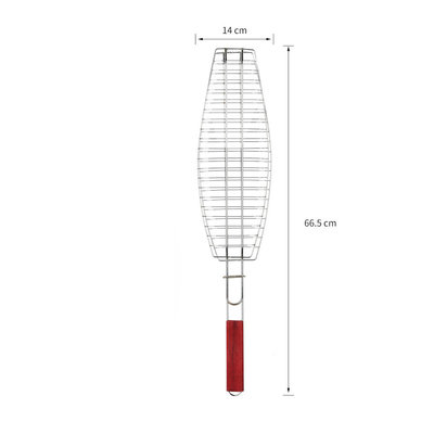 Decopatent Visklem voor BBQ / Barbeque met Houten Handvat - Bbq Vissen klem - Visklemmen bbq accesoires - Visklemmen - Visgrill - Grill rooster - Barbecuerooster - Visrooster vis klem - Vistang - Vishouder - Vis barbecue - Decopatent®