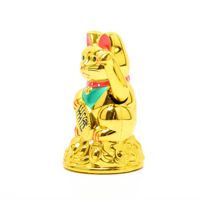 Decopatent Maneki Neko Lucky Cat - Zwaaiende kat met bewegende arm - Japanse / Chinese  gelukskat - Geluksbrenger Chinese kat - Japanse gelukskat - Maat: S -> 12 Cm Hoog - Decopatent®