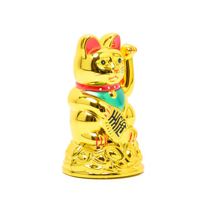 Decopatent Maneki Neko Lucky Cat - Zwaaiende kat met bewegende arm - Japanse / Chinese  gelukskat - Geluksbrenger Chinese kat - Japanse gelukskat - Maat: S -> 12 Cm Hoog - Decopatent®