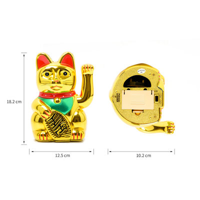 Decopatent Maneki Neko Lucky Cat - Zwaaiende kat met bewegende arm - Japanse / Chinese  gelukskat - Geluksbrenger Chinese kat - Japanse gelukskat - Maat: XL -> 18.2 Cm Hoog - Decopatent®