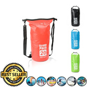 Decopatent Waterdichte Tas Ocean Pack 20L - Waterproof Dry Bag Sack - Schoudertas Droogtas 100% Waterdicht - Survival Outdoor Drybag Rugzak - Survival Bag plunjezak - Outdoor Tas - Reistas - Boottas - Zeiltas - Drybags 20 Liter - Kleur: ROOD - Decopatent®