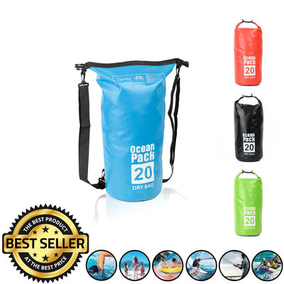 Decopatent Waterdichte Tas Ocean Pack 20L - Waterproof Dry Bag Sack - Schoudertas Droogtas 100% Waterdicht - Survival Outdoor Drybag Rugzak - Survival Bag plunjezak - Outdoor Tas - Reistas - Boottas - Zeiltas - Drybags 20 Liter - Kleur: BLAUW - Decopatent®