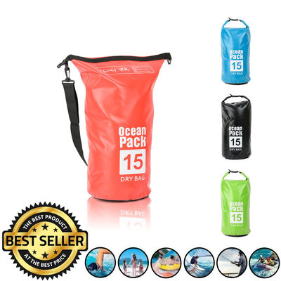 Decopatent Waterdichte Tas Ocean Pack 15L - Waterproof Dry Bag Sack - Schoudertas Droogtas 100% Waterdicht - Survival Outdoor Drybag Rugzak - Survival Bag plunjezak - Outdoor Tas - Reistas - Boottas - Zeiltas - Drybags 15 Liter - Kleur: ROOD - Decopatent®