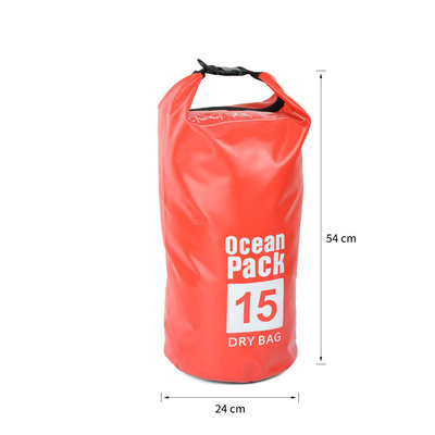 Decopatent Waterdichte Tas Ocean Pack 15L - Waterproof Dry Bag Sack - Schoudertas Droogtas 100% Waterdicht - Survival Outdoor Drybag Rugzak - Survival Bag plunjezak - Outdoor Tas - Reistas - Boottas - Zeiltas - Drybags 15 Liter - Kleur: ROOD - Decopatent®