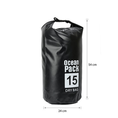 Decopatent Waterdichte Tas Ocean Pack 15L - Waterproof Dry Bag Sack - Schoudertas Droogtas 100% Waterdicht - Survival Outdoor Drybag Rugzak - Survival Bag plunjezak - Outdoor Tas - Reistas - Boottas - Zeiltas - Drybags 15 Liter - Kleur: ZWART - Decopatent®