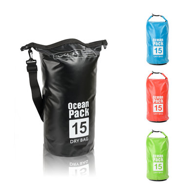 Decopatent Waterdichte Tas Ocean Pack 15L - Waterproof Dry Bag Sack - Schoudertas Droogtas 100% Waterdicht - Survival Outdoor Drybag Rugzak - Survival Bag plunjezak - Outdoor Tas - Reistas - Boottas - Zeiltas - Drybags 15 Liter - Kleur: ZWART - Decopatent®