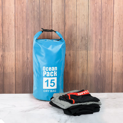 Decopatent Waterdichte Tas Ocean Pack 15L - Waterproof Dry Bag Sack - Schoudertas Droogtas 100% Waterdicht - Survival Outdoor Drybag Rugzak - Survival Bag plunjezak - Outdoor Tas - Reistas - Boottas - Zeiltas - Drybags 15 Liter - Kleur: BLAUW - Decopatent®
