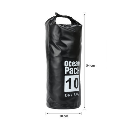 Decopatent Waterdichte Tas Ocean Pack 10L - Waterproof Dry Bag Sack - Schoudertas Droogtas 100% Waterdicht - Survival Outdoor Drybag Rugzak - Survival Bag plunjezak - Outdoor Tas - Reistas - Boottas - Zeiltas - Drybags 10 Liter - Kleur: ZWART - Decopatent®