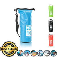 Decopatent Waterdichte Tas Ocean Pack 10L - Waterproof Dry Bag Sack - Schoudertas Droogtas 100% Waterdicht - Survival Outdoor Drybag Rugzak - Survival Bag plunjezak - Outdoor Tas - Reistas - Boottas - Zeiltas - Drybags 10 Liter - Kleur: BLAUW - Decopatent®