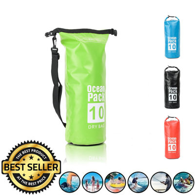 Decopatent Waterdichte Tas Ocean Pack 10L - Waterproof Dry Bag Sack - Schoudertas Droogtas 100% Waterdicht - Survival Outdoor Drybag Rugzak - Survival Bag plunjezak - Outdoor Tas - Reistas - Boottas - Zeiltas - Drybags 10 Liter - Kleur: GROEN - Decopatent®