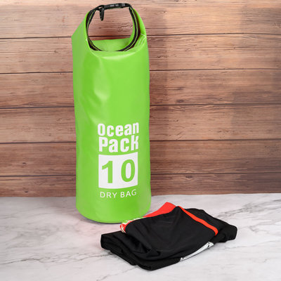 Decopatent Waterdichte Tas Ocean Pack 10L - Waterproof Dry Bag Sack - Schoudertas Droogtas 100% Waterdicht - Survival Outdoor Drybag Rugzak - Survival Bag plunjezak - Outdoor Tas - Reistas - Boottas - Zeiltas - Drybags 10 Liter - Kleur: GROEN - Decopatent®