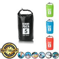 Decopatent Waterdichte Tas Ocean Pack 5L - Waterproof Dry Bag Sack - Schoudertas Droogtas 100% Waterdicht - Survival Outdoor Drybag Rugzak - Survival Bag plunjezak - Outdoor Tas - Reistas - Boottas - Zeiltas - Drybags 5 Liter - Kleur: ZWART - Decopatent®