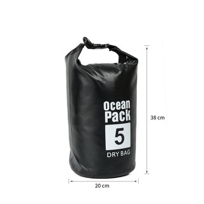 Decopatent Waterdichte Tas Ocean Pack 5L - Waterproof Dry Bag Sack - Schoudertas Droogtas 100% Waterdicht - Survival Outdoor Drybag Rugzak - Survival Bag plunjezak - Outdoor Tas - Reistas - Boottas - Zeiltas - Drybags 5 Liter - Kleur: ZWART - Decopatent®