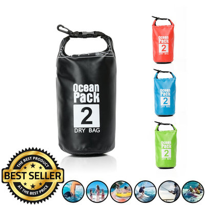 Decopatent Waterdichte Tas Ocean Pack 2L - Waterproof Dry Bag Sack - Droogtas 100% Waterdicht - Survival Outdoor Drybag Rugzak - Survival Bag plunjezak - Outdoor Tas - Reistas - Boottas - Zeiltas - Drybags 2 Liter - Kleur: ZWART - Decopatent®