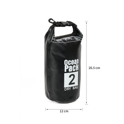 Decopatent Waterdichte Tas Ocean Pack 2L - Waterproof Dry Bag Sack - Droogtas 100% Waterdicht - Survival Outdoor Drybag Rugzak - Survival Bag plunjezak - Outdoor Tas - Reistas - Boottas - Zeiltas - Drybags 2 Liter - Kleur: ZWART - Decopatent®