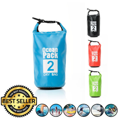 Decopatent Waterdichte Tas Ocean Pack 2L - Waterproof Dry Bag Sack - Droogtas 100% Waterdicht - Survival Outdoor Drybag Rugzak - Survival Bag plunjezak - Outdoor Tas - Reistas - Boottas - Zeiltas - Drybags 2 Liter - Kleur: BLAUW - Decopatent®