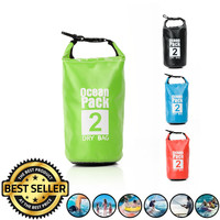 Decopatent Waterdichte Tas Ocean Pack 2L - Waterproof Dry Bag Sack - Droogtas 100% Waterdicht - Survival Outdoor Drybag Rugzak - Survival Bag plunjezak - Outdoor Tas - Reistas - Boottas - Zeiltas - Drybags 2 Liter - Kleur: GROEN - Decopatent®