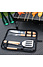 Decopatent BBQ Gereedschap SET 5 Delig in Draagtas - Barbecue Gereedschapset - Barbecue Accessoires Gereedschap - BBQ grill Set in draag tas - Barbeque gereedschapset in Tas koffer - Tang - Spatel - Vleesvork - Vlees Mes - Barbecuegerief - Rvs/Hout - Decopatent®