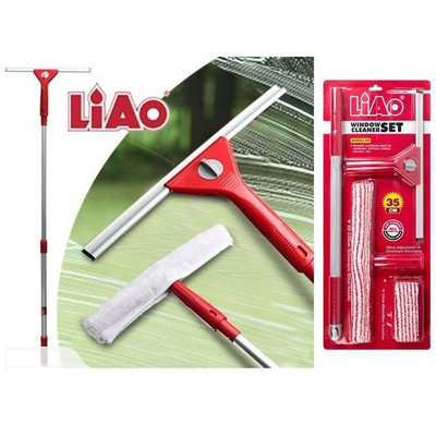 Decopatent 5 Delige Raamwisser / Glasreinigingset met uitschuifbare steel 60->130 Cm Raamwisser met telescoopsteel - Raam inwasser trekker - Ramen wassen -  Raamtrekker - Raamwissers met telescopische steel om ramen te wassen en te Zemen - Decopatent®
