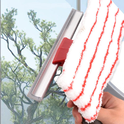 Decopatent Dubbelzijdige Raamwisser / Raamtrekker met Spray functie - Raam wisser / trekker voor glazen ramen of Douche - Window Cleaner - Ramen wassen en Zemen - Ruitenreiniger - Ramenwasser - Ramenwisser - Ramen wassen zonder strepen - Decopatent®