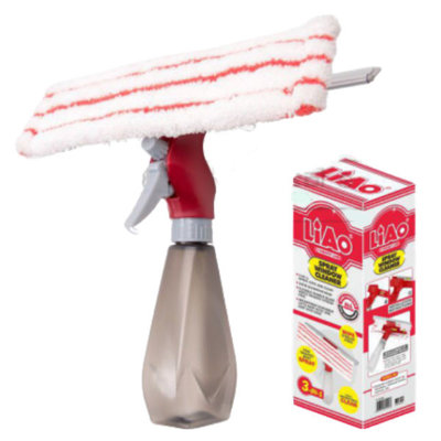 Decopatent Dubbelzijdige Raamwisser / Raamtrekker met Spray functie - Raam wisser / trekker voor glazen ramen of Douche - Window Cleaner - Ramen wassen en Zemen - Ruitenreiniger - Ramenwasser - Ramenwisser - Ramen wassen zonder strepen - Decopatent®