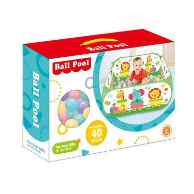 Decopatent Decopatent® Ballenbak Incl 40 Stuks Ballenbak ballen - Dieren trein print - Ballenbak met 40 ballen voor ballenbak