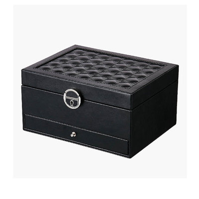 Decopatent Luxe Sieradendoos met Spiegel en 20 Vakken - Zwarte Luxe Bijouterie Kistje - Juwelendoos met La - Sieradendoos voor Dames / Meisjes - Sieradenhouder voor Sieraden / Oorbellen / Ringen / Halskettingen / Armbanden / Horloge - ZWART - Decopatent®