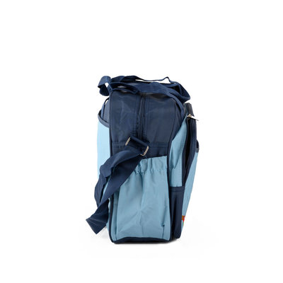 Decopatent Praktische Luiertas / Baby Verzorgingstas INCLUSIEF Verschoningsmatje en Flessenhouder - Lieveheersbeestjes Design - Schoudertas / Rugzak Luiertas met lange hengsels en veel vakken - Grote opberg Capaciteit - Luiertassen Jongens - BLAUW - Decopatent®