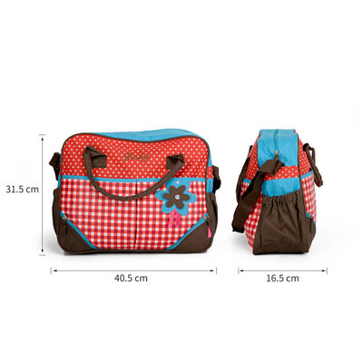 Decopatent Praktische Luiertas / Baby Verzorgingstas INCLUSIEF Verschoningsmatje en Flessenhouder – Schoudertas / Rugzak Luiertas met lange hengsels en veel vakken - Grote opberg Capaciteit - Luiertassen Jongens / Meisjes - Kleur Blauw/Rood/Bruin - Decopatent®