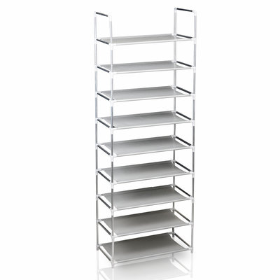 Decopatent Schoenenrek voor 27 paar schoenen - 9 etages - Organizer voor schoenen opbergen - Staand opbergrek schoenenrek - Schoenenkast - Opbergsysteem van metaal met kunststof verbindingen - Schoenenrek - Grijs - Decopatent®