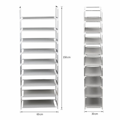 Decopatent Schoenenrek voor 27 paar schoenen - 9 etages - Organizer voor schoenen opbergen - Staand opbergrek schoenenrek - Schoenenkast - Opbergsysteem van metaal met kunststof verbindingen - Schoenenrek - Grijs - Decopatent®