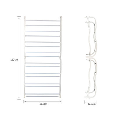 Decopatent Hangend Schoenenrek 8 Laags voor 24 paar Schoenen - Hangende Schoenenkast voor aan de deur - Organizer voor schoenen opbergen - Schoenenrek / Schoenenkast Opbergsysteem - Metaal - Schoenenrek - Kleur Wit - Decopatent®