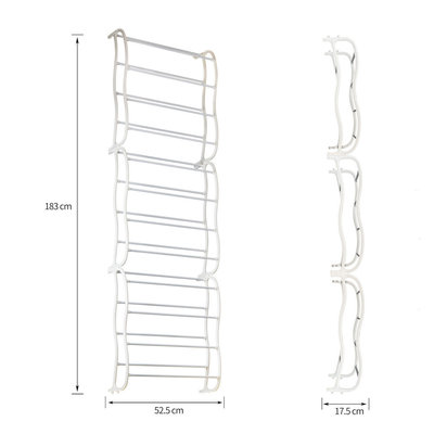 Decopatent Hangend Schoenenrek 12 Laags voor 36 paar Schoenen - Hangende Schoenenkast voor aan de deur of in kast - Organizer voor schoenen opbergen - Schoenenrek / Schoenenkast Opbergsysteem - Metaal - Schoenenrek - Kleur Wit - Decopatent®